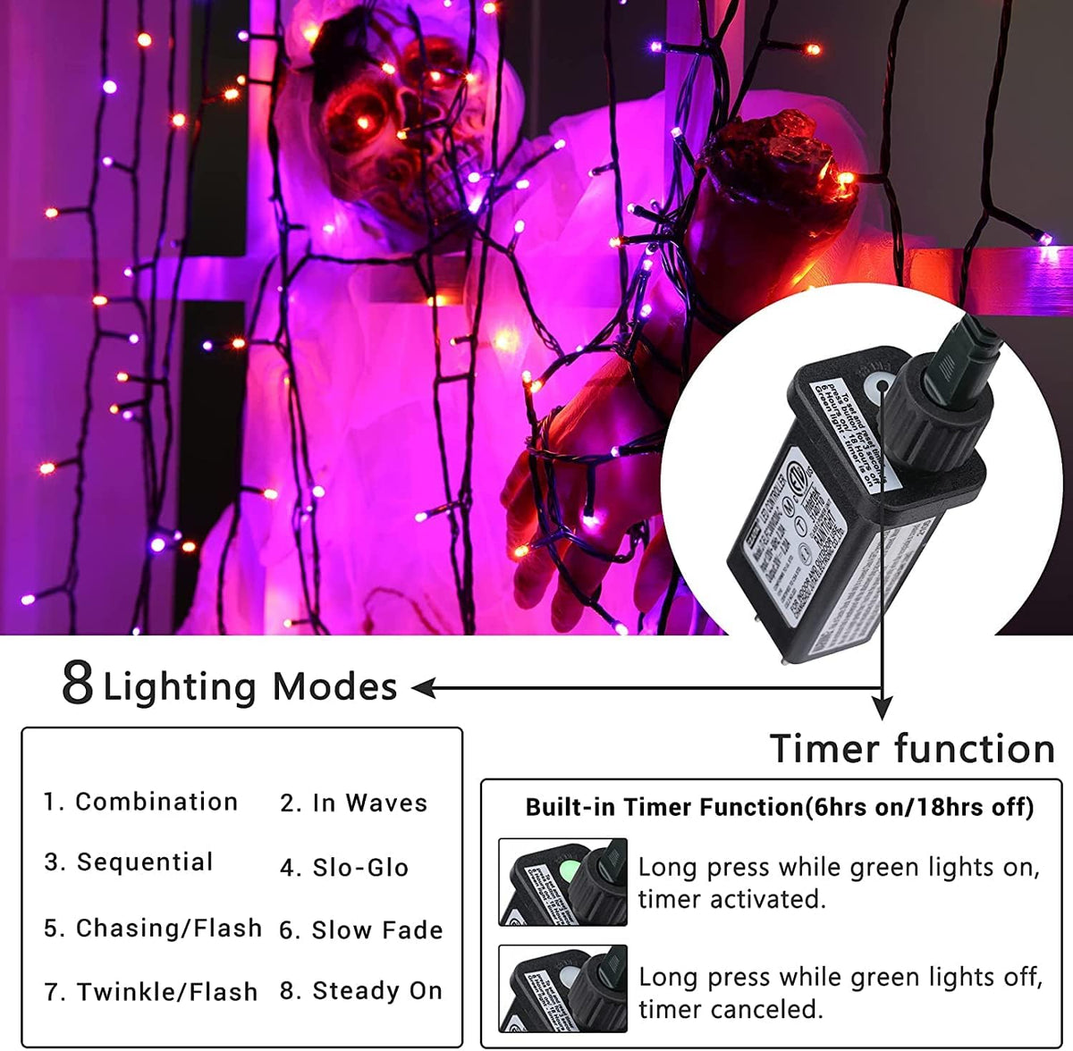 built-in auto timer with 6 hours on and 18 hours off cycle