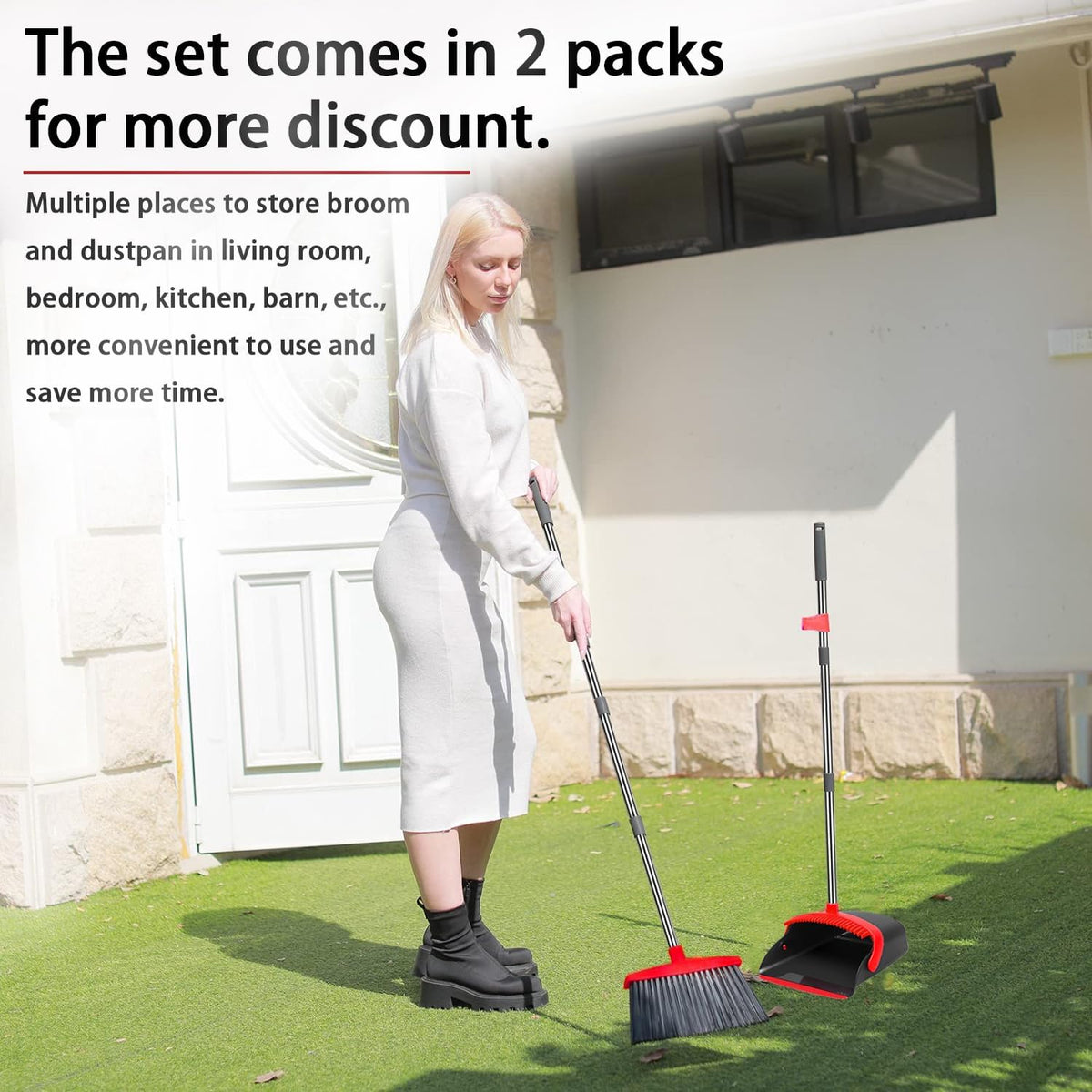 built-in squeegee and comb teeth on dustpan for self-cleaning