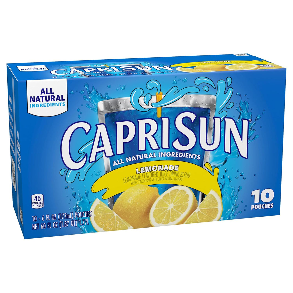 Capri Sun All-Natural Lemonade Pouches – Better-For-You Kids' Hydration with No Artificial Sweeteners, 6 fl oz