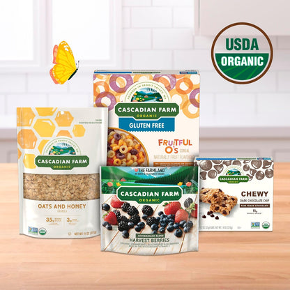 Cascadian Farm Organic Fruitful O's Cereal – Gentle-On-Stomach Dry Snack Handful for Kids on the Go