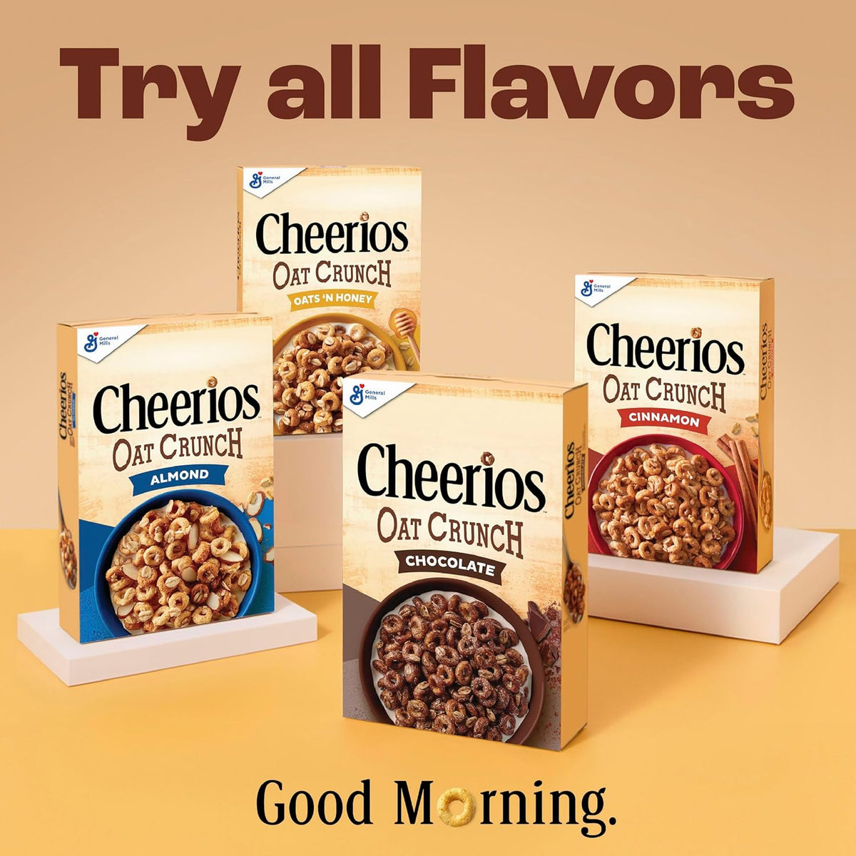Cheerios Oat Crunch Cinnamon Breakfast Cereal, Made with Whole Grain – 12-Serving Family Box to Stock the Office Break Room, 24 oz