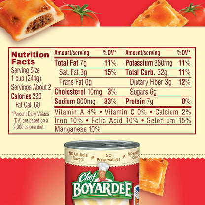 Chef Boyardee Mini Beef Ravioli, 5-Pack Value Pasta for Busy Workweek Meal Prep, 15 oz Cans