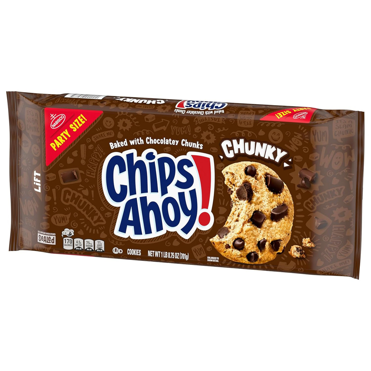 CHIPS AHOY! Chunky Cookies Party Size – Portable Snack for Park Outings and Tailgates, 24.75 oz