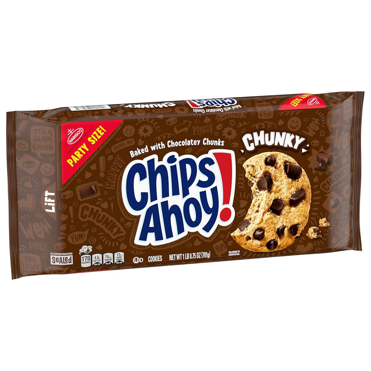 CHIPS AHOY! Chunky Cookies Party Size – Portable Snack for Park Outings and Tailgates, 24.75 oz