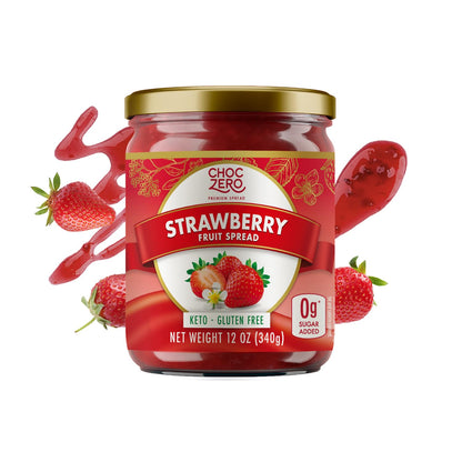 ChocZero Keto Strawberry Fruit Spread, No Sugar Added, Keto Friendly, All Natural, Gluten Free, Sweetened with Monk Fruit (1 jar, 12 oz)