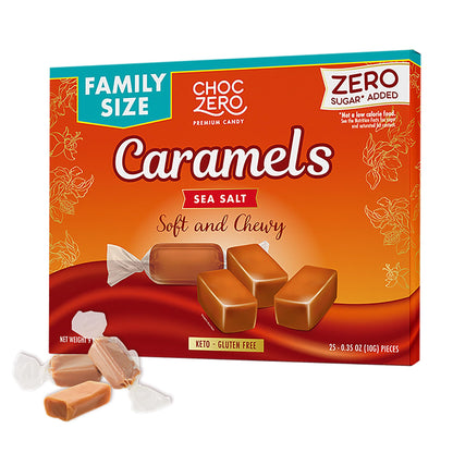 ChocZero Sugar Free Caramels - Keto Caramel Candy - All Natural, Classic Candies - Low Carb Snack (9oz Box)