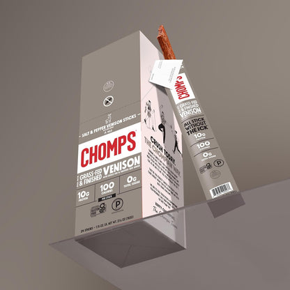 Chomps Salt & Pepper Venison Jerky Sticks – Nut-Free Lunchbox Protein for School and After-Snack Drawer, Top 9 Allergen Free
