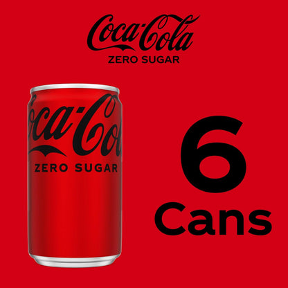 Coca-Cola Coke Zero Sugar Mini-Can 7.5 fl oz, 6 Pack – Thoughtful Hostess Gift for Casual Dinner Parties and Game Nights