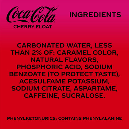 Coca-Cola Zero Sugar Cherry Float Soda – Holiday Hostess Gift for Hosts Who Appreciate Unique Soda Selections, 12 fl oz, 12 Pack