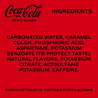 Coca-Cola Zero Sugar Cola – Aspartame-Sweetened Diet Soda for Blood Sugar-Friendly Dining