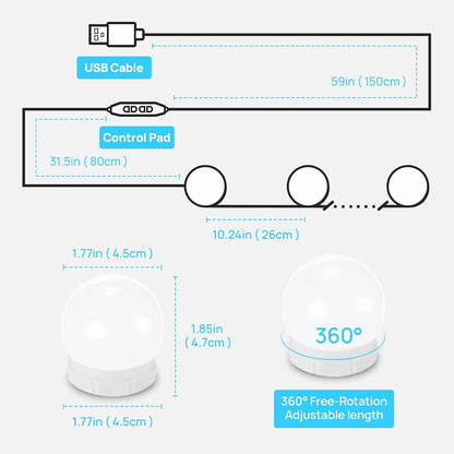 Consciot Dimmable Mirror Light Kit – High-End Vanity Glow with Memory Function and USB Power