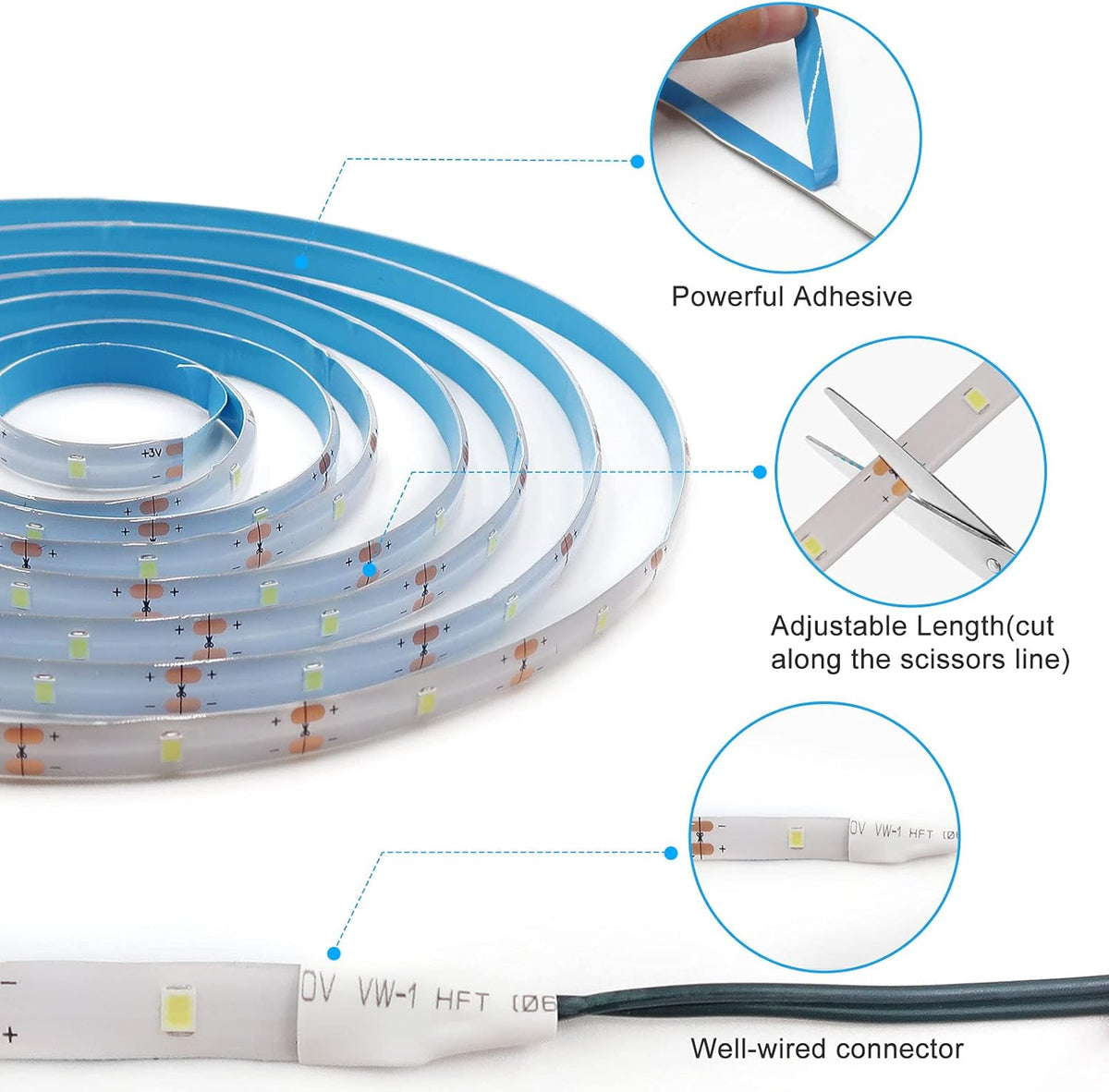Cordless Waterproof LED Strip Lights 90 LED Battery Powered for Camping Porch and Outdoor Tables