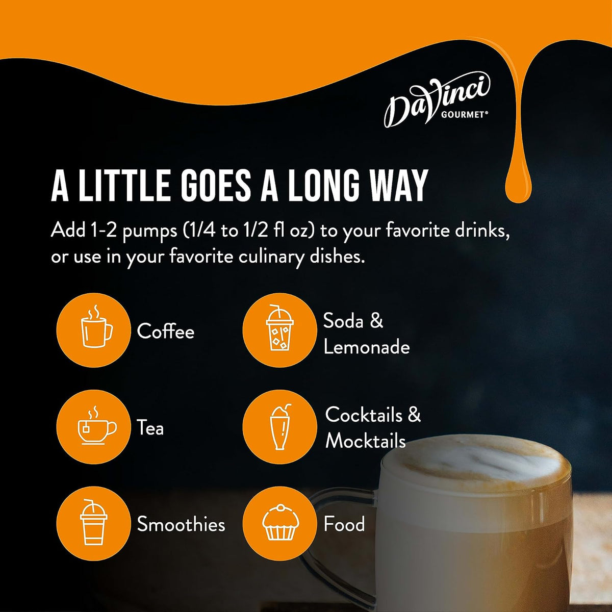 DaVinci Gourmet Agave Syrup for Study Nooks and Office Coffee Stations Brewing Quick Energy Lattes