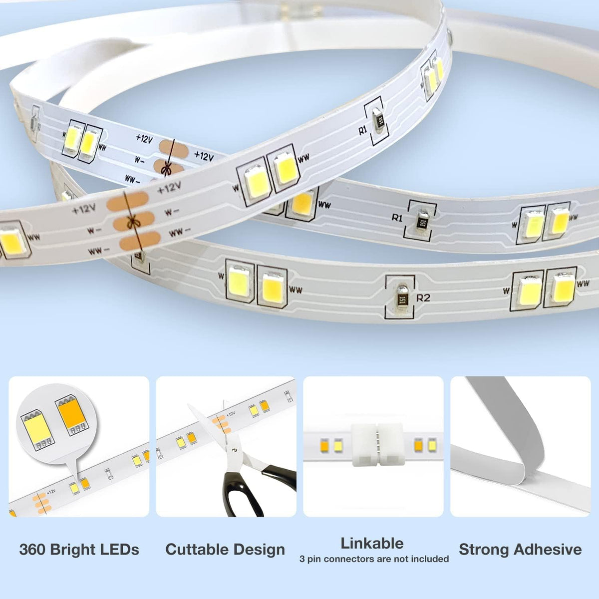 DAYBETTER LED Strip Lights for Kitchen and Hallway – Fire Safe Alternative to Candles, Timer Included