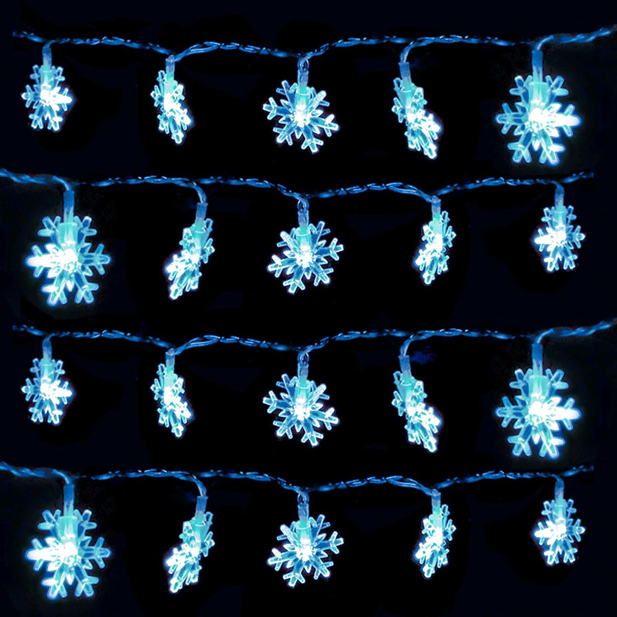 DomeStar Snowflake String Lights – Sleep Safe Bedroom Nightlight, No Flame Auto Off Compatible LED for Nurseries