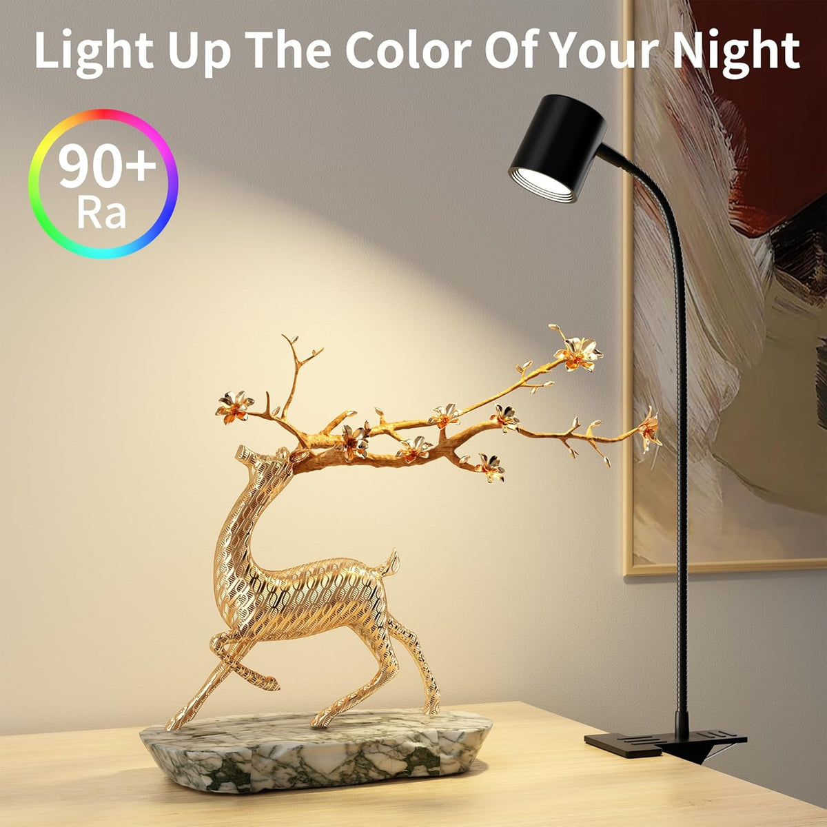 Dott Arts Clip-On Lamp – No-Heat LED for Nursery and Shared Bedroom, USB Powered Gooseneck