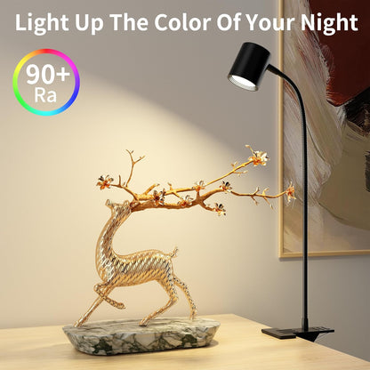 Dott Arts Clip-On Lamp – No-Heat LED for Nursery and Shared Bedroom, USB Powered Gooseneck