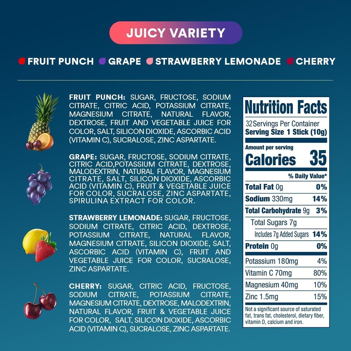 DripDrop Hydration - Juicy Variety Hydration Packets - Vegan Non-GMO Electrolyte Blend for Wellness Routines and Post-Workout Recovery