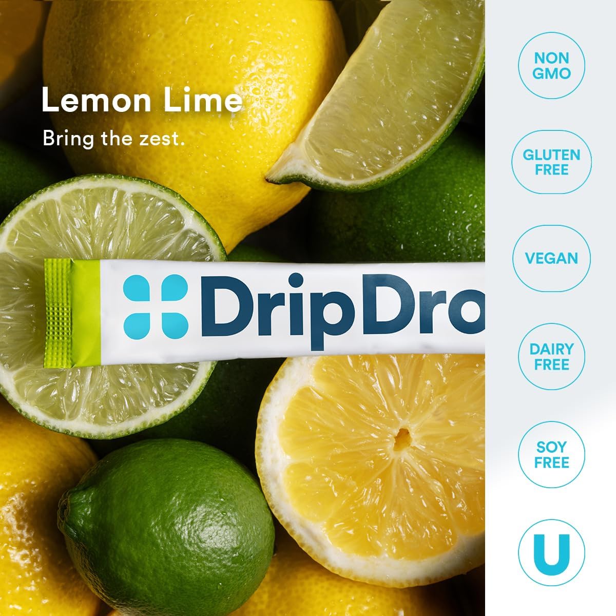 DripDrop Zero Lemon Lime Hydration Packets – Self-Care Electrolyte Drink Mix for Mindful Recovery