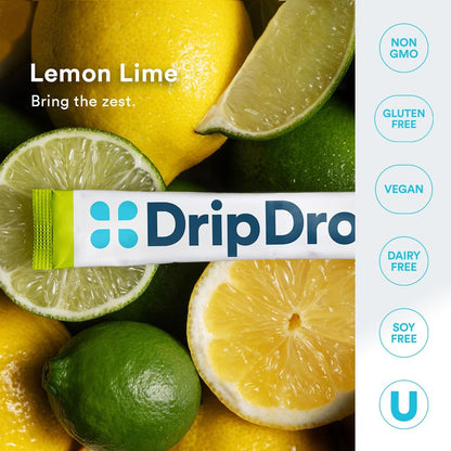 DripDrop Zero Lemon Lime Hydration Packets – Self-Care Electrolyte Drink Mix for Mindful Recovery