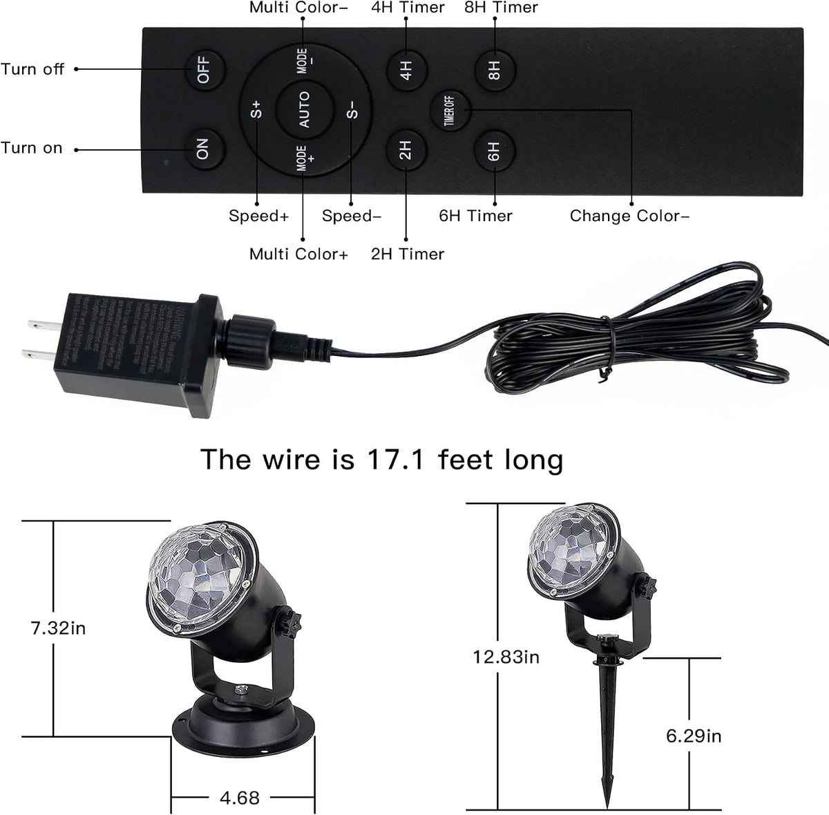 dual mounting: ground spike for lawn or suspension bracket for wall and structure mounting