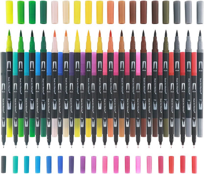 dual-tip design with 0.4mm fine point and adjustable 1-5mm brush tip