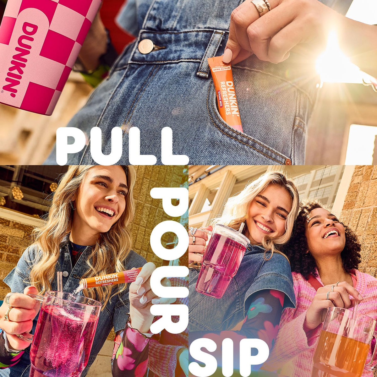 Dunkin' Zero Sugar Refreshers Singles – Travel-Friendly Stick Packs for Flights, Hotel Rooms and Road Trip Coolers
