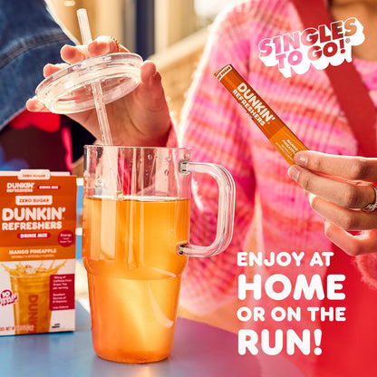 Dunkin' Zero Sugar Refreshers Singles – Travel-Friendly Stick Packs for Flights, Hotel Rooms and Road Trip Coolers