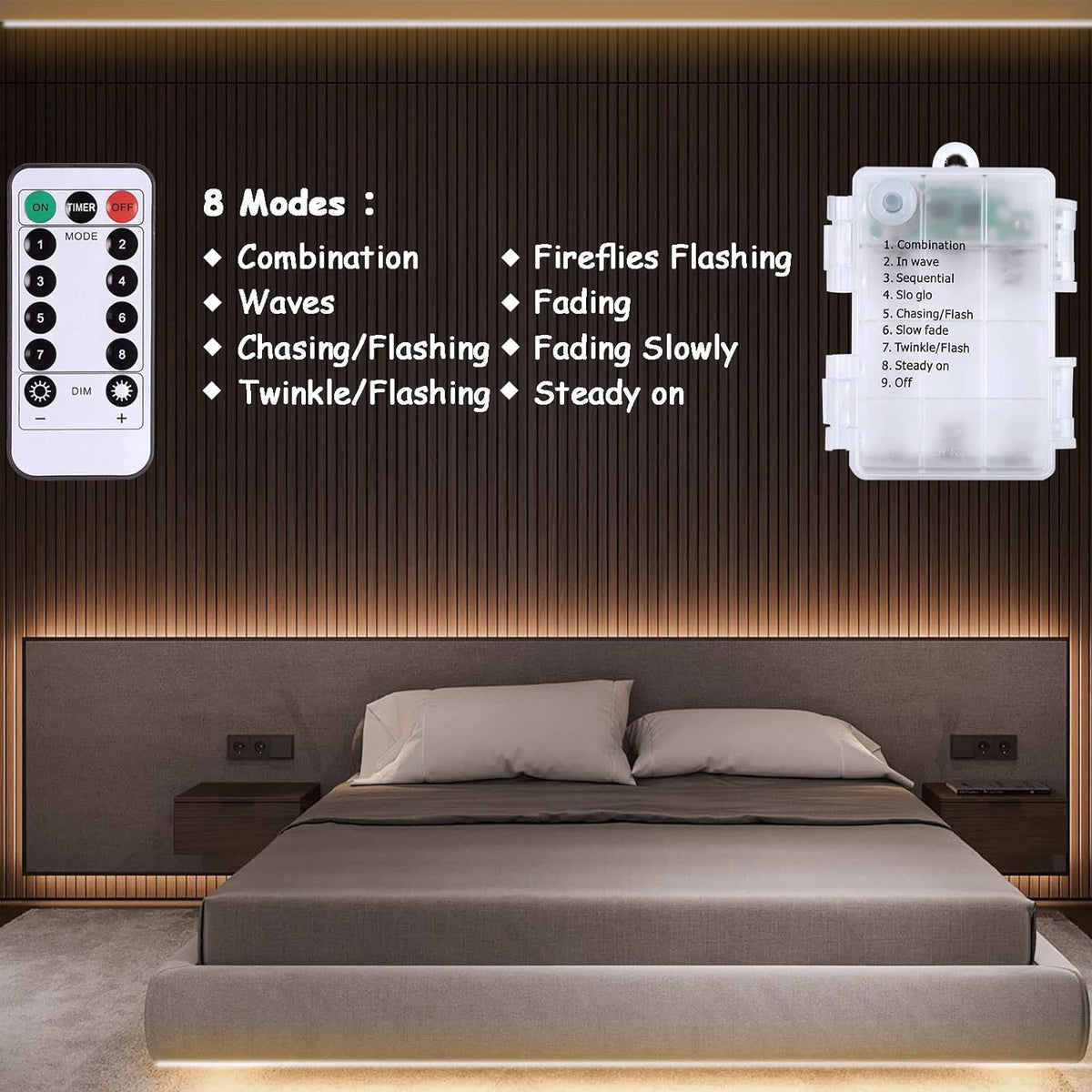 echosari LED Strip Lights Battery Powered 16.5Ft Cool White — Thoughtful Valentine's Day & Mother's Day Gift for the Home Decor Lover