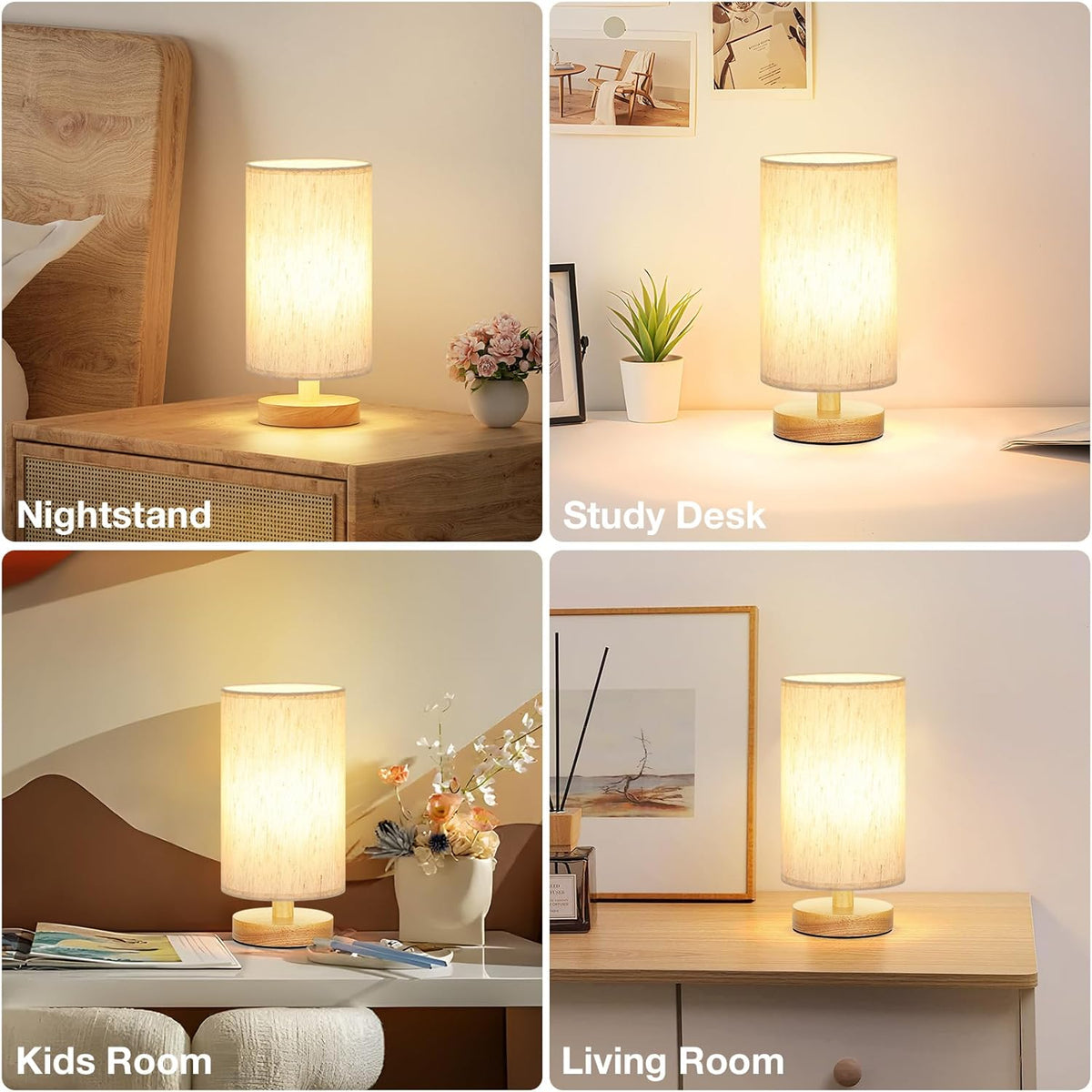 Fenmzee Patterned Nightstand Lamp for Seasonal Styling - Floral and Ginkgo Shade Options with Walnut-Tone Base