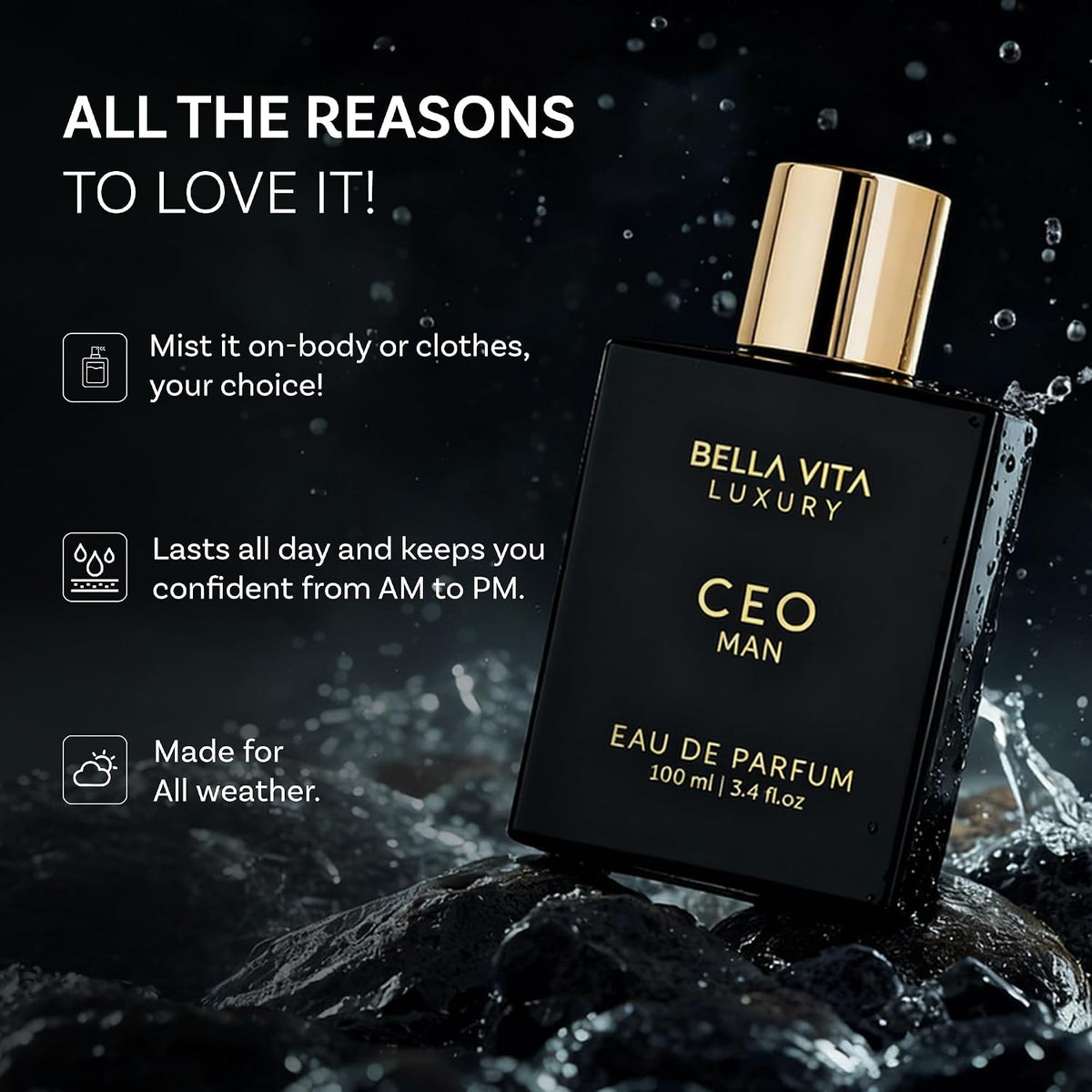 full product line of 4 scent variations (ceo man, g.o.a.t, aquatic, ceo intense) for different moods and intensities
