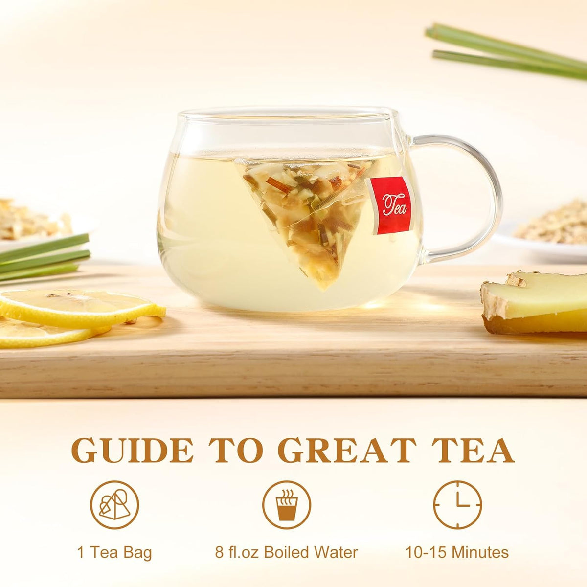 FullChea Lemon Ginger Wellness Brew – Decorative Glass-Pot Showpiece for Hosting at Home