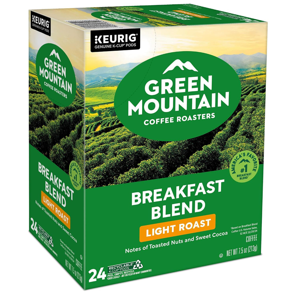 Green Mountain Coffee Roasters Breakfast Blend K-Cup Pods – Clutter-Free Single-Serve Coffee for Minimalist Kitchens, 96 Count