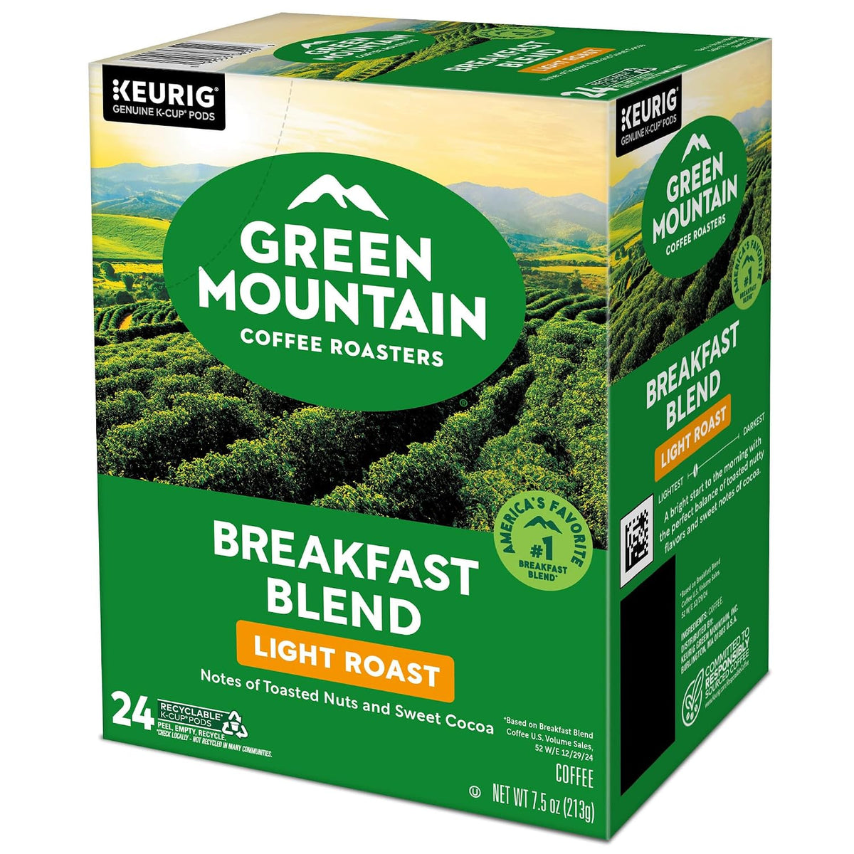 Green Mountain Coffee Roasters Breakfast Blend K-Cup Pods – Clutter-Free Single-Serve Coffee for Minimalist Kitchens, 96 Count