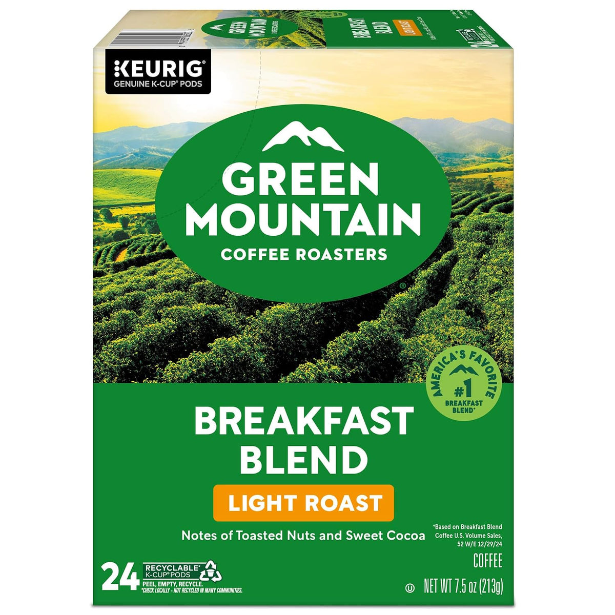Green Mountain Coffee Roasters Breakfast Blend K-Cup Pods – Clutter-Free Single-Serve Coffee for Minimalist Kitchens, 96 Count