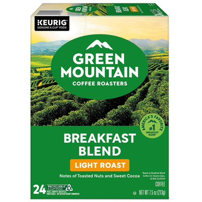 Green Mountain Coffee Roasters Breakfast Blend K-Cup Pods – Clutter-Free Single-Serve Coffee for Minimalist Kitchens, 96 Count