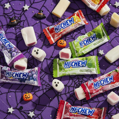 HI-CHEW Variety Chewy Candy Bag – Trick-or-Treat Bowl and Halloween Candy Handouts for Kids, 2lb Bulk with Green Apple Strawberry Mango Grape