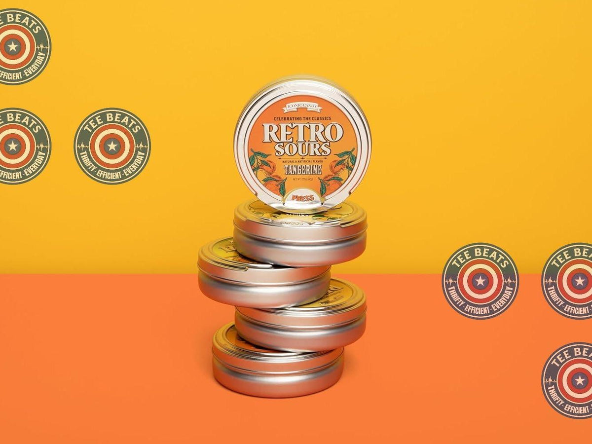 Iconic Candy Retro Sours Hard Tangy Candy Tin – Sour Candy Challenge Snack for Gaming Sessions, Citrus Flavor