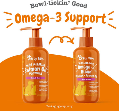 ingredient list limited to mixed tocopherols, pollock oil, and salmon oil for a clean profile
