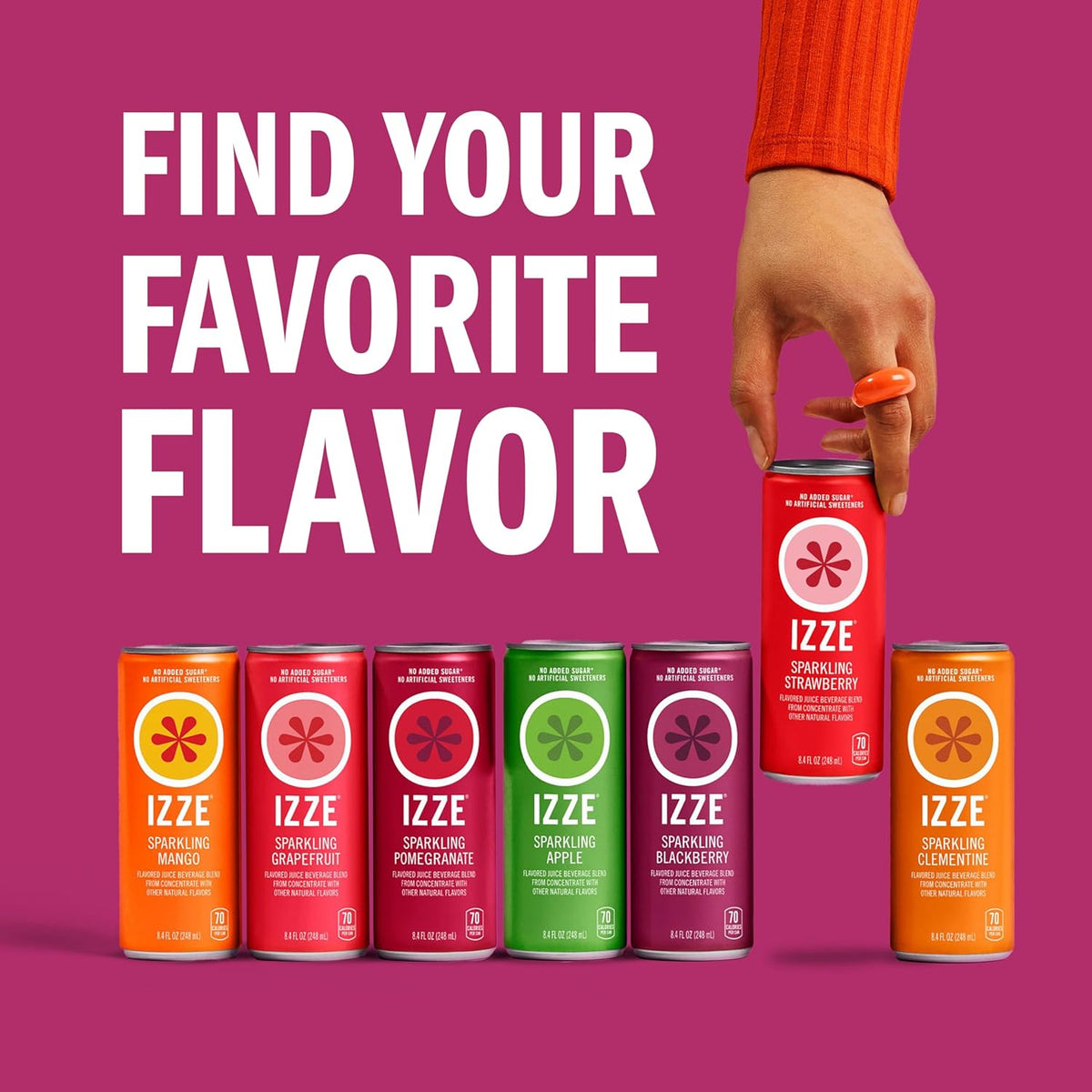 Izze Sparkling Juice – Healthy Soda Swap Gift Basket for Mom, 4-Flavor Variety Pack of 24 Cans