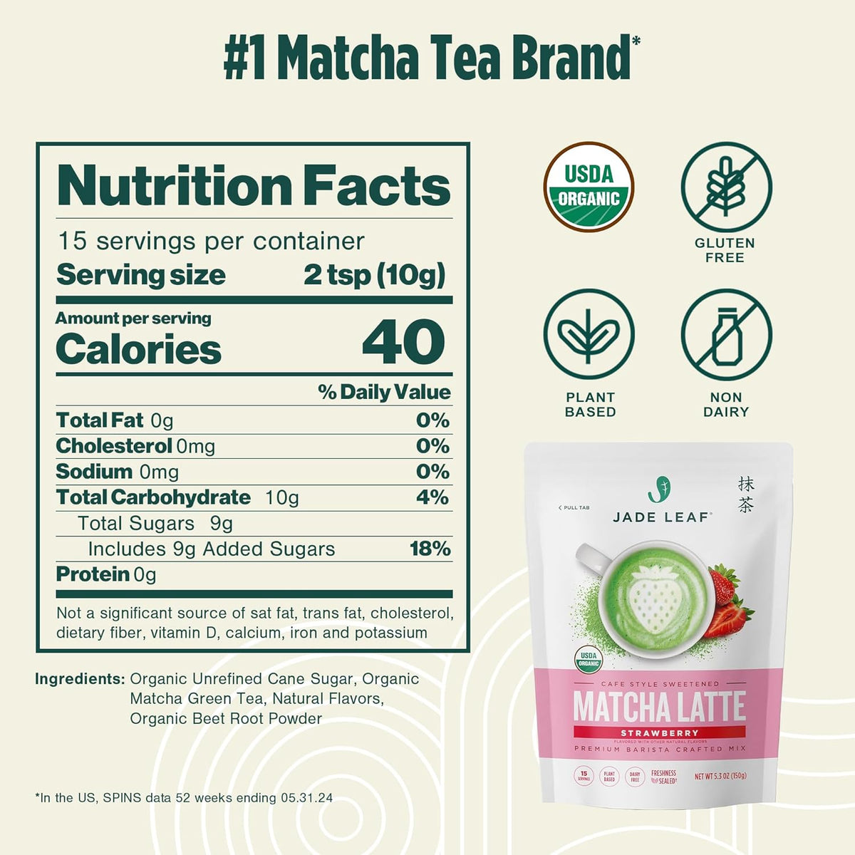 Jade Leaf Matcha Organic Strawberry Matcha Latte Mix – Premium Japanese Uji Matcha Latte for Elevated Home and Refined Tasting