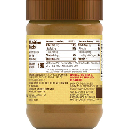 Jif Natural Creamy Peanut Butter Spread and Honey – Lunchbox Ready Honey Peanut Spread, 5-Pack Case