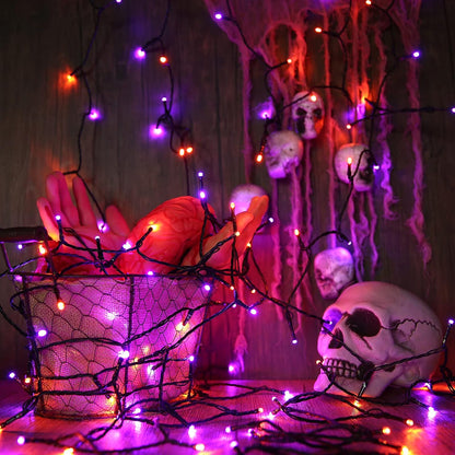 Joomer Halloween String Lights – Bedroom Aesthetic Decor, 8 Lighting Modes Orange Purple