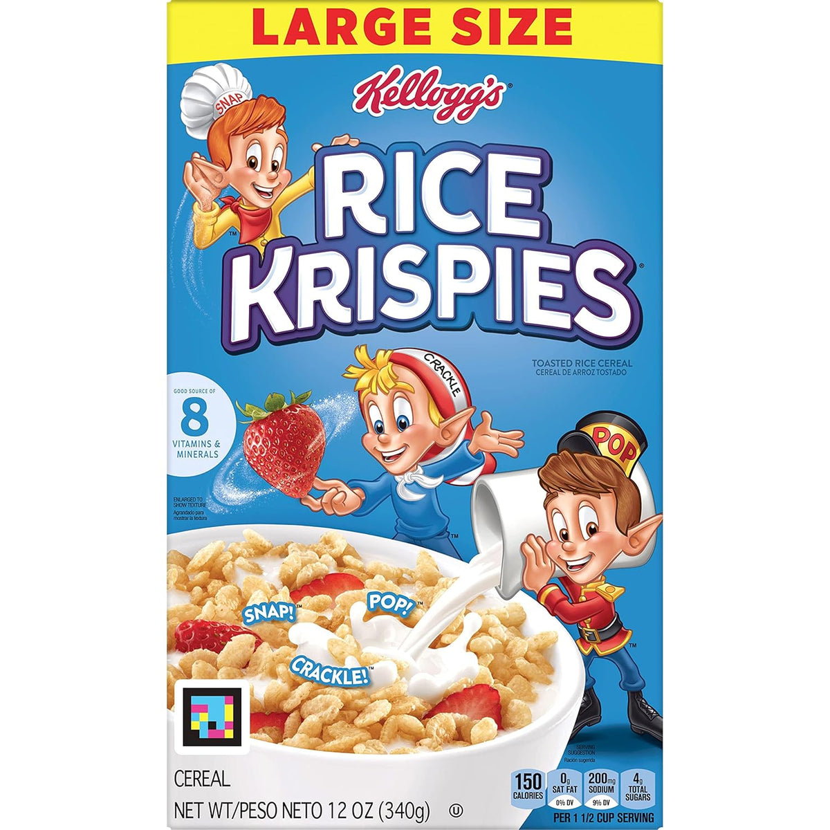 Kellogg's Rice Krispies Cereal – No-Cholesterol Ready-to-Eat Cereal for Nourishing Daily Routines, 24oz x 2