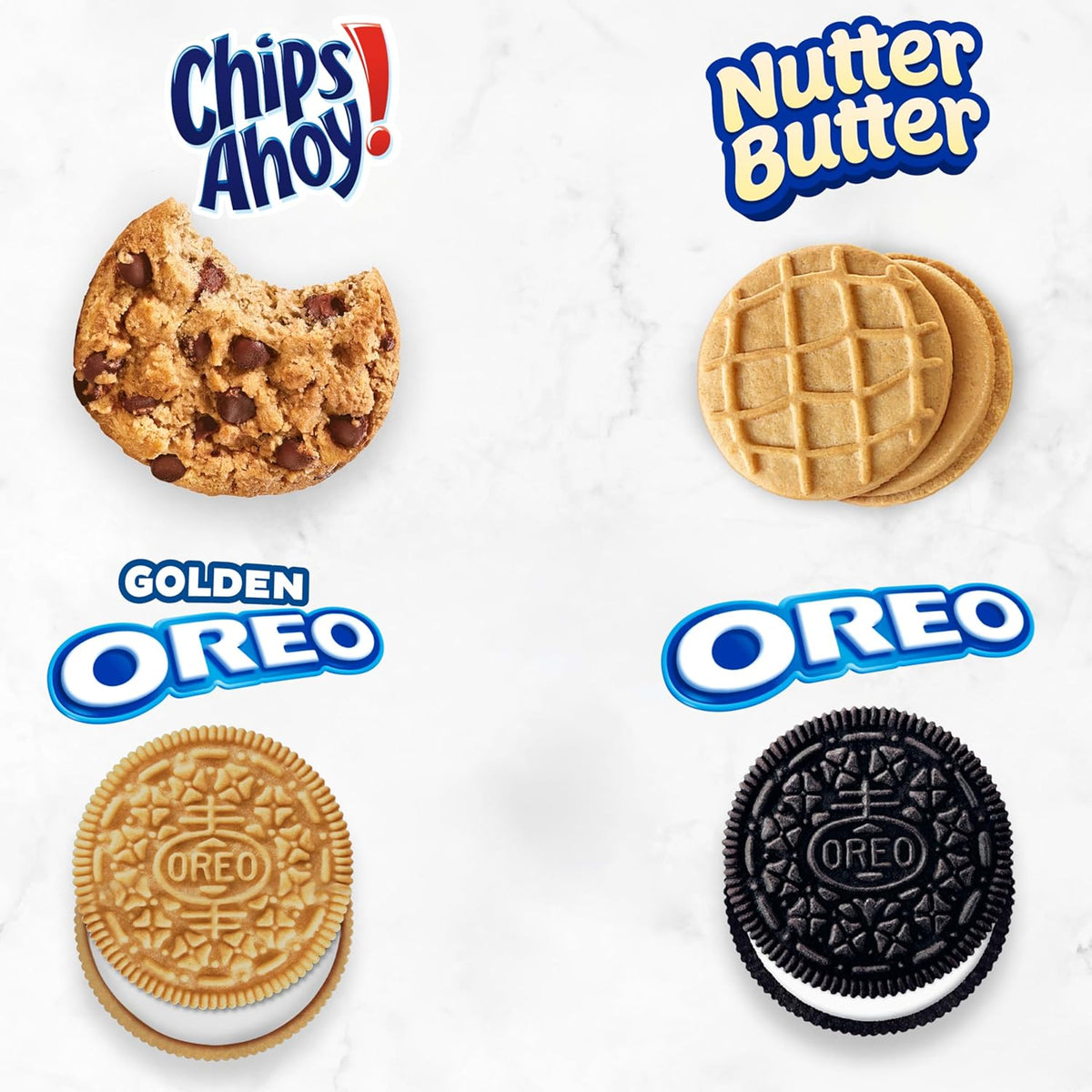 Kids Cookie Snack Variety Pack with OREO, CHIPS AHOY! & Nutter Butter – Pre-Portioned Lunch Box Treats, 56 Packs of 2