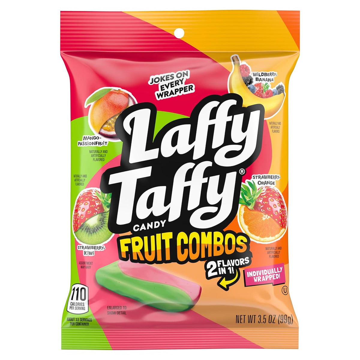 Laffy Taffy Fruit Combos Desk Drawer Chewy Snack, Individually Wrapped Candy for Workday Cravings