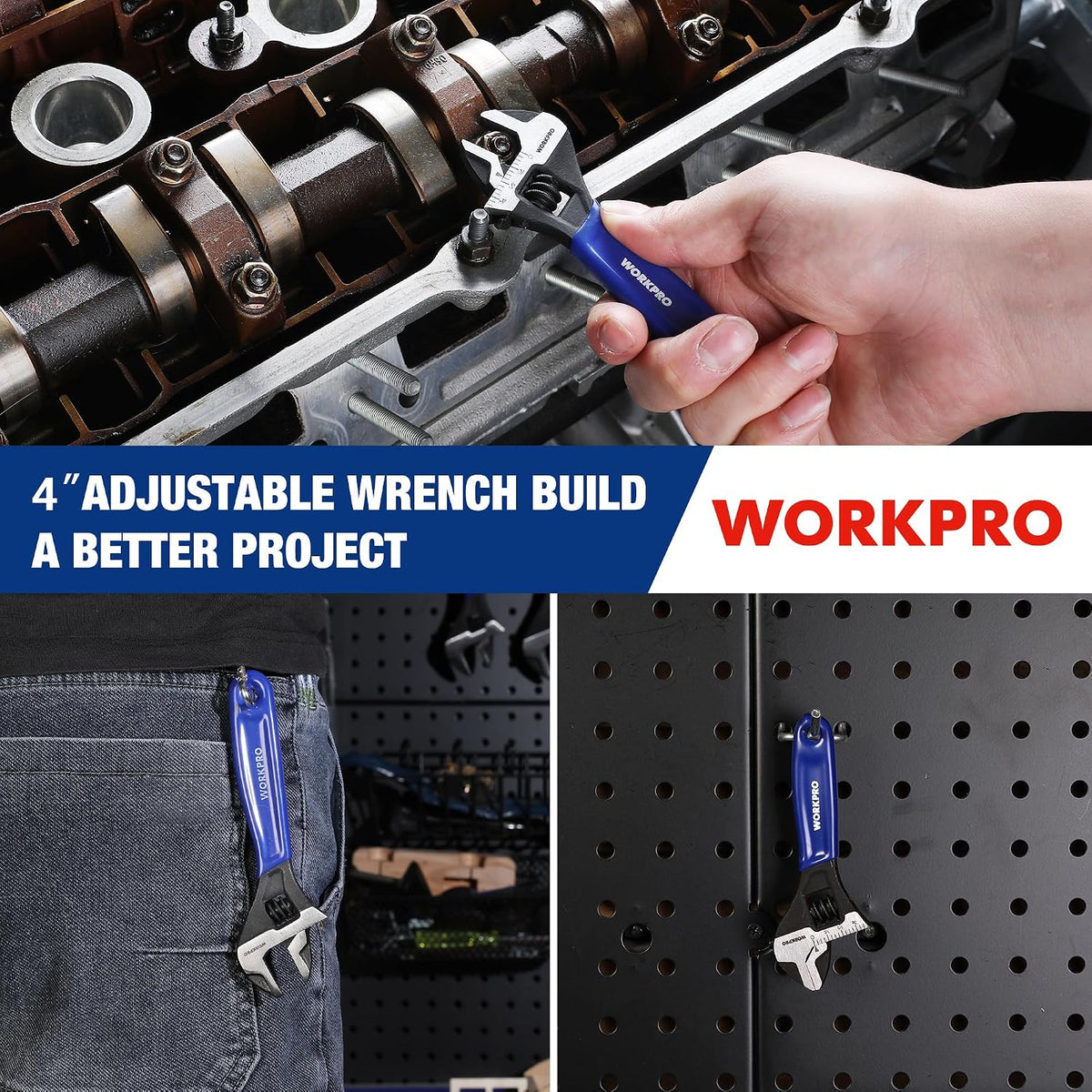 WORKPRO Mini Adjustable Wrench 4-Inch, Weather-Resistant Hand Tool for Open-Air Maintenance
