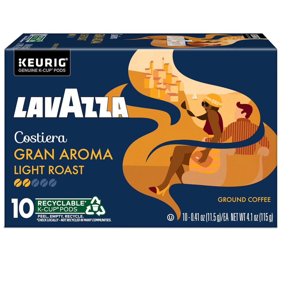 Lavazza Costiera Gran Aroma Keurig Pods in Neutral, Effortless Brewing, 60-Count Light Roast Single-Serve Coffee