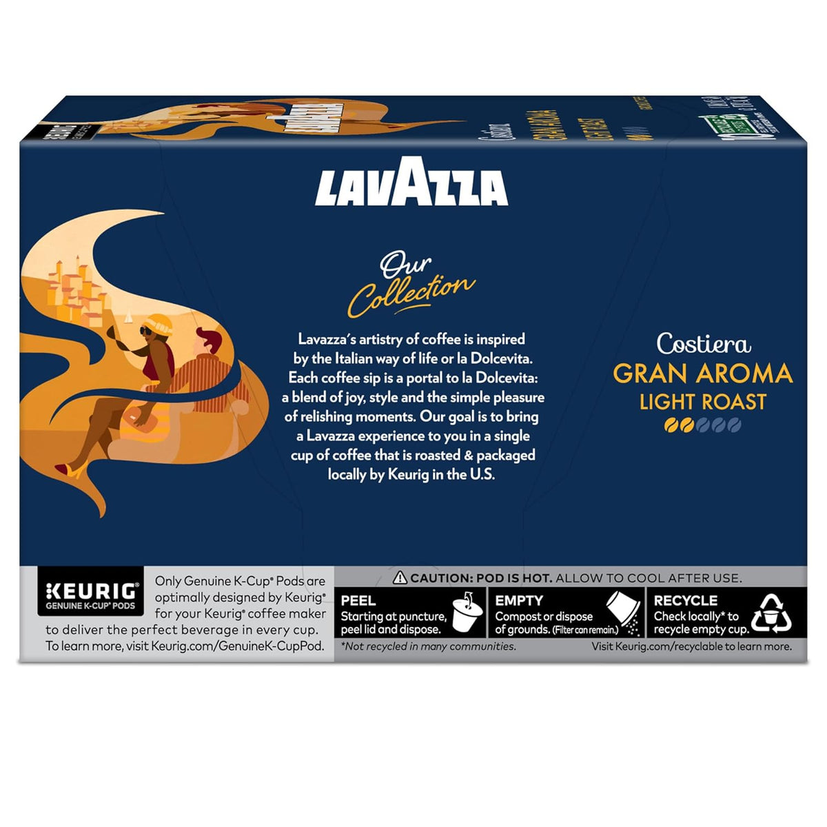 Lavazza Costiera Gran Aroma Keurig Pods in Neutral, Effortless Brewing, 60-Count Light Roast Single-Serve Coffee