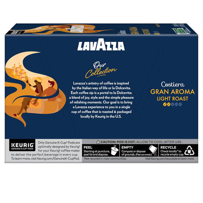 Lavazza Costiera Gran Aroma Keurig Pods in Neutral, Effortless Brewing, 60-Count Light Roast Single-Serve Coffee